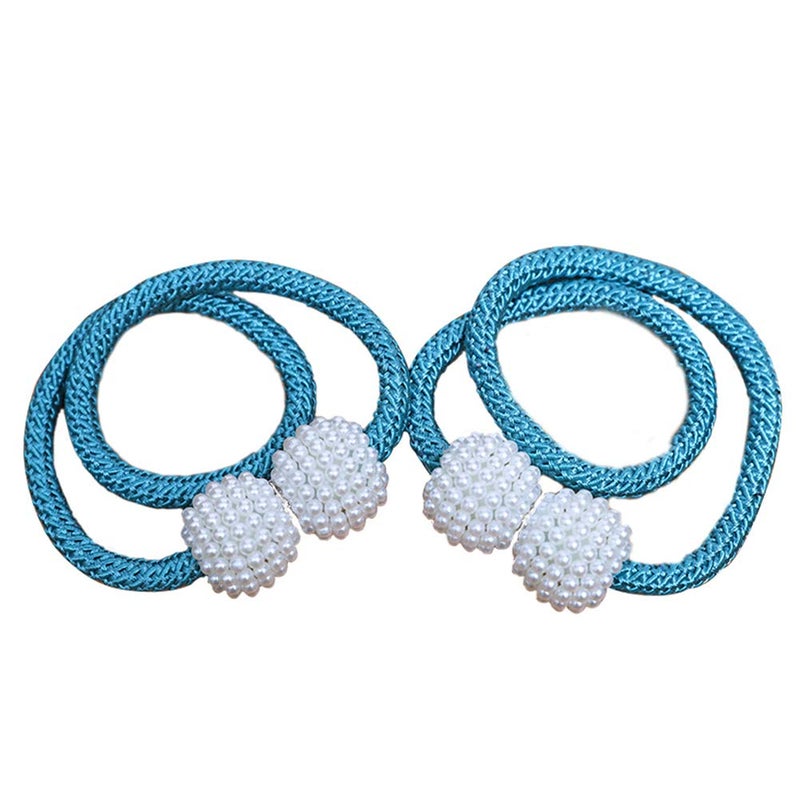 Emoly 2 Pack Pearl Magnetic Curtain Clip Curtain Holders Buckle Clips Hanging Ball Buckle Tie Back Curtain Accessories Home Decor (Dark Blue) - Image 1